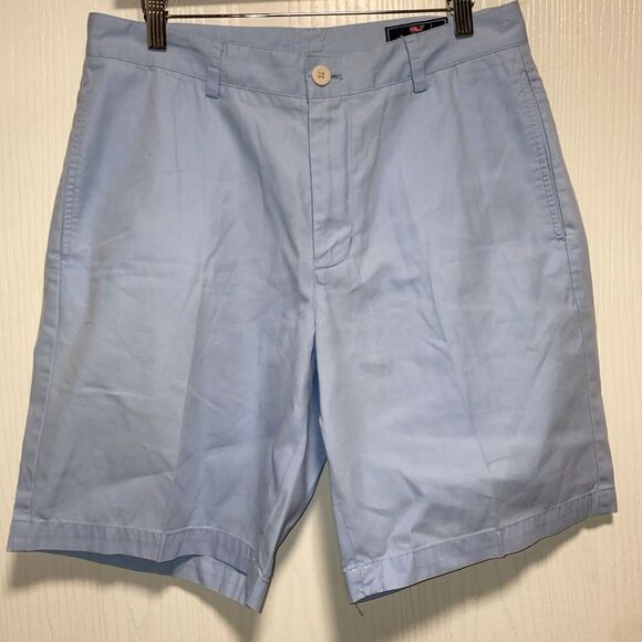 Vineyard Vines By Shep & Ian Men Flat Front Chino Club SHORT Shorts Blue SIZE 32 - Picture 1 of 4